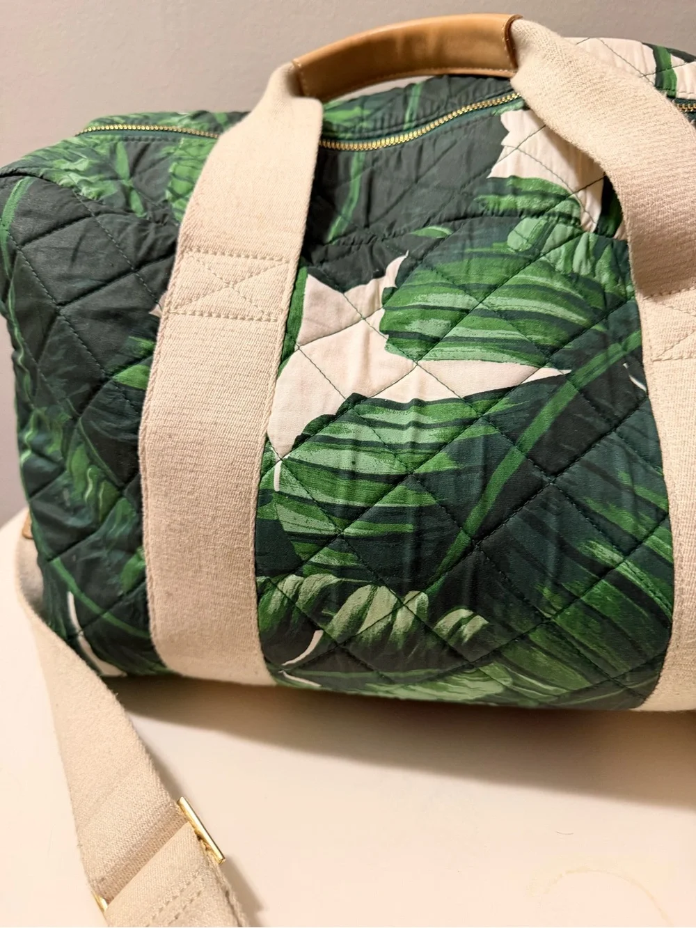 Green Tropical Quilted Tote